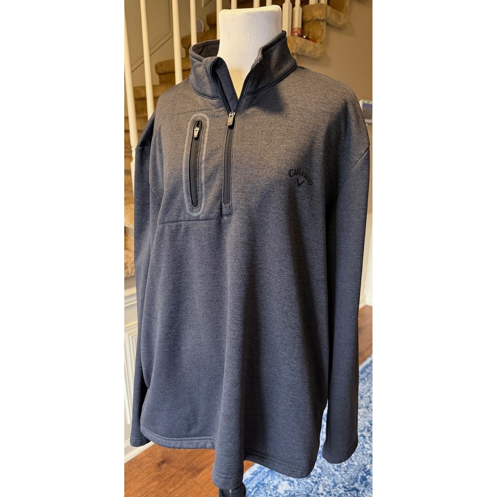 Callaway Mens Golf Pullover Sweater Charcoal Gray 1/4 Zip Long Sleeve XL